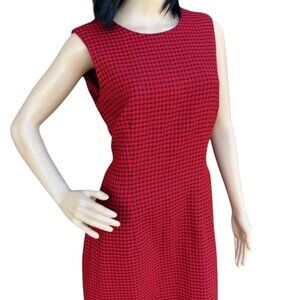 Vintage Sharon Young Women's Dress  Size 10 Red & Black Houndstooth Pattern Long